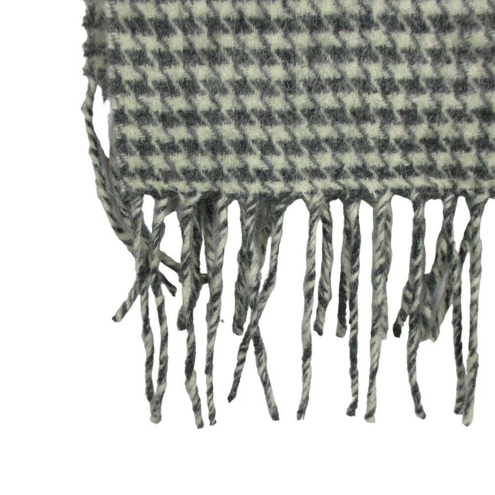 Glen Heath Houndstooth Scarf Camel Hair Gray White Scarf Unisex 52" x 11" - Picture 6 of 6
